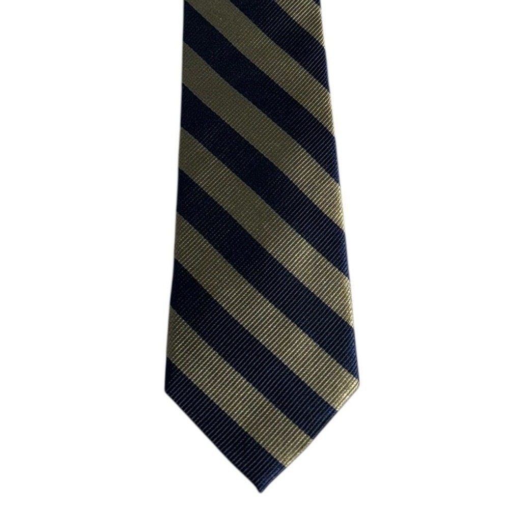 Smith & Logsdon Mens Woven Tie Striped Blue Tan Preppy Academia New